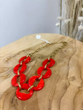 Collier résine acier rouge...